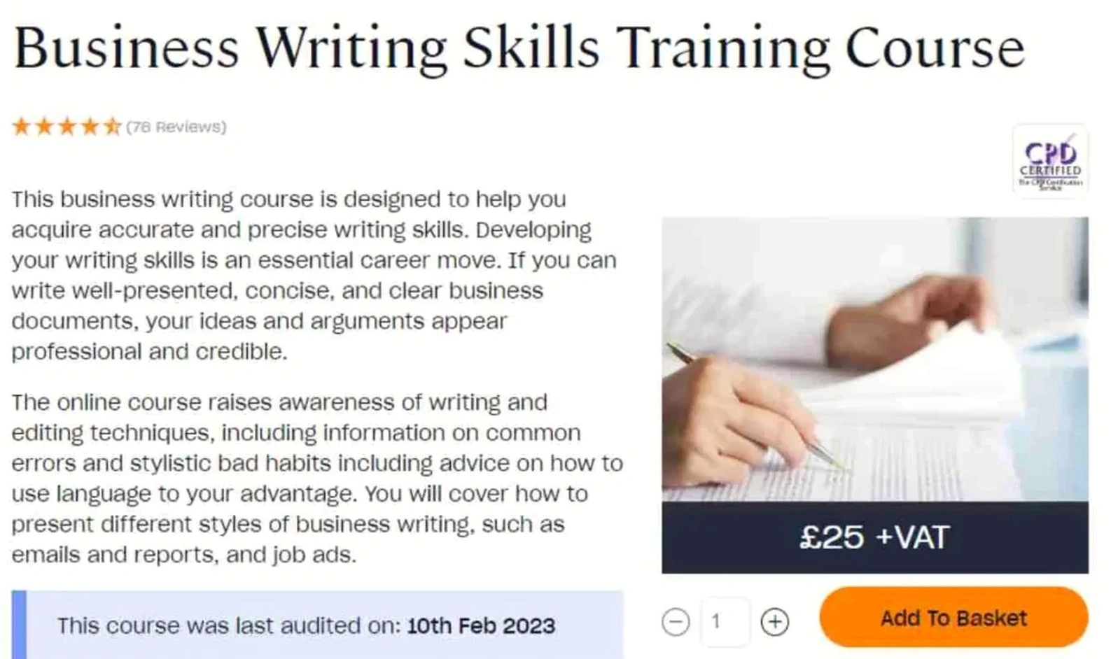 Business writing skills training